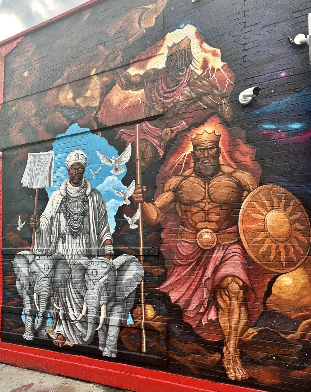 Classical mythology mural with gods